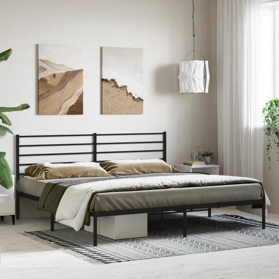VidaXL Bedframe Metaal Zwart 180x200 cm Metalen Bed Frame Klassiek Bed Boxspring Bed Slaapcomfort Bedstede Hoofdbord Staal Bedframe Tweepersoonsbed - Foto 2