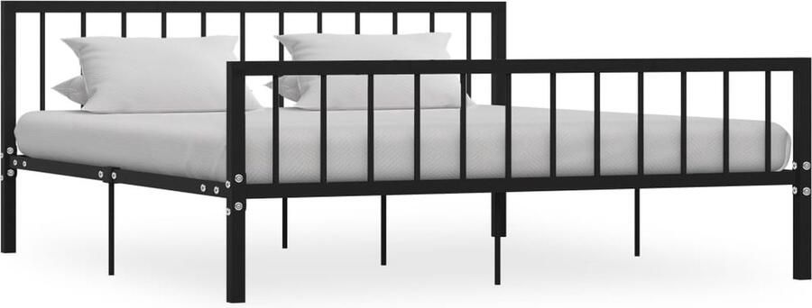 VidaXL Bedframe Metaal Zwart 180x200 cm Metalen Bed Frame Tweepersoons Bed Zwarte Bedpost Klassieke Bed Design Bed Slaapcomfort Luxe Bed Modern Bed Stapelbare Bedbodems Houten Bed Frame - Foto 2