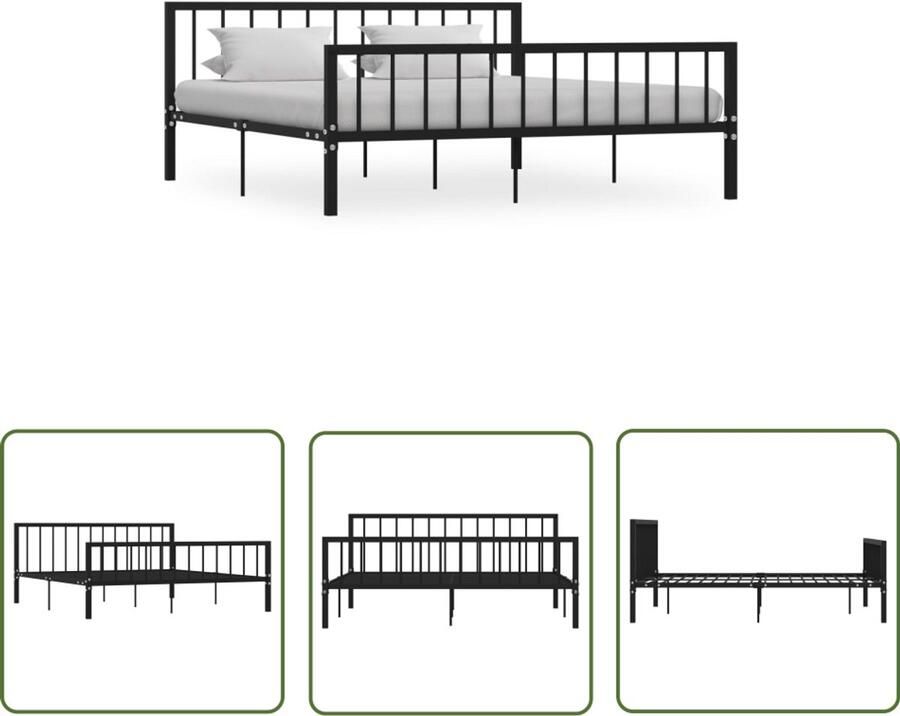 VidaXL Bedframe Metaal Zwart 180x200 cm Metalen Bed Frame Tweepersoons Bed Zwarte Bedpost Klassieke Bed Design Bed Slaapcomfort Luxe Bed Modern Bed Stapelbare Bedbodems Houten Bed Frame