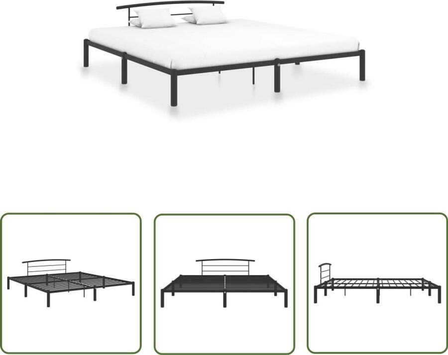 VidaXL Bedframe Metaal Zwart 180x200 cm Metalen Bed Frame Tweepersoonsbed Zwarte Bedpost Slaapkamer Meubels Boxspring Frame Hoofdbord Bedbodems - Foto 2