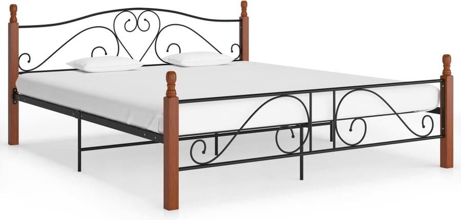 VidaXL Bedframe Metaal Zwart 180x200 cm Metalen Bed Frame Zwarte Bedpost Houten Bedframe King Size Bed Dubbel Bed Slaapcomfort Slaapkamersdecoratie Luxe Bed Modern Bed Minimalistisch Bed Stapelbare Bedbodems - Foto 2