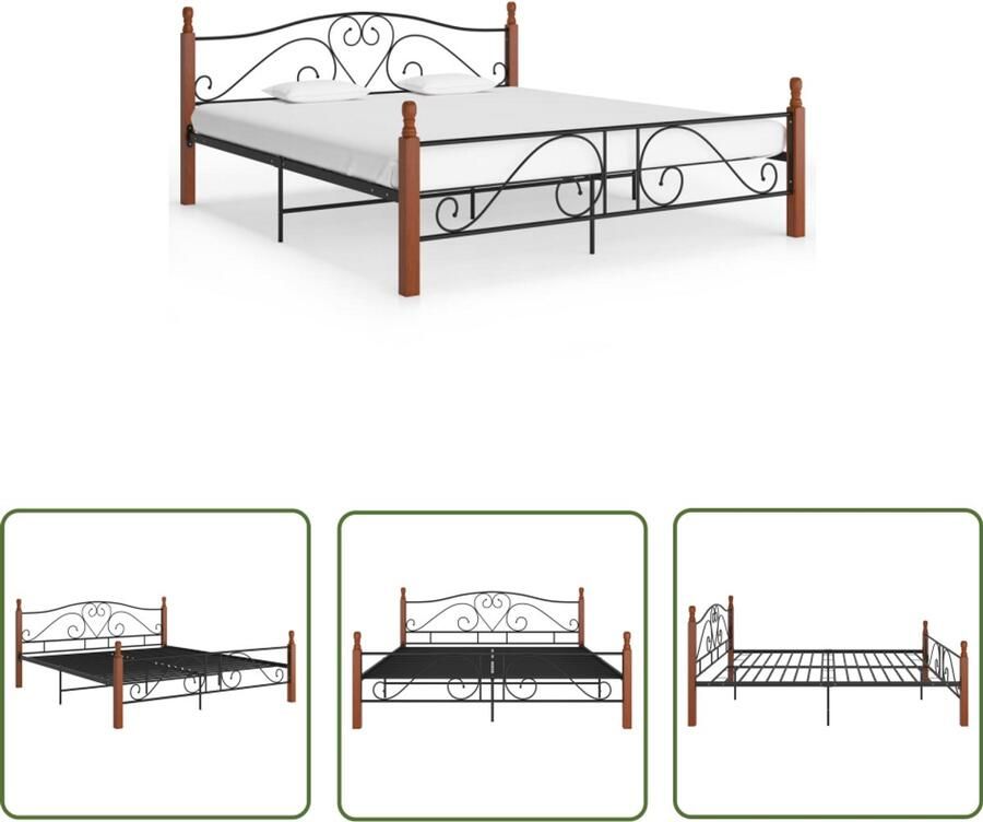 VidaXL Bedframe Metaal Zwart 180x200 cm Metalen Bed Frame Zwarte Bedpost Houten Bedframe King Size Bed Dubbel Bed Slaapcomfort Slaapkamersdecoratie Luxe Bed Modern Bed Minimalistisch Bed Stapelbare Bedbodems