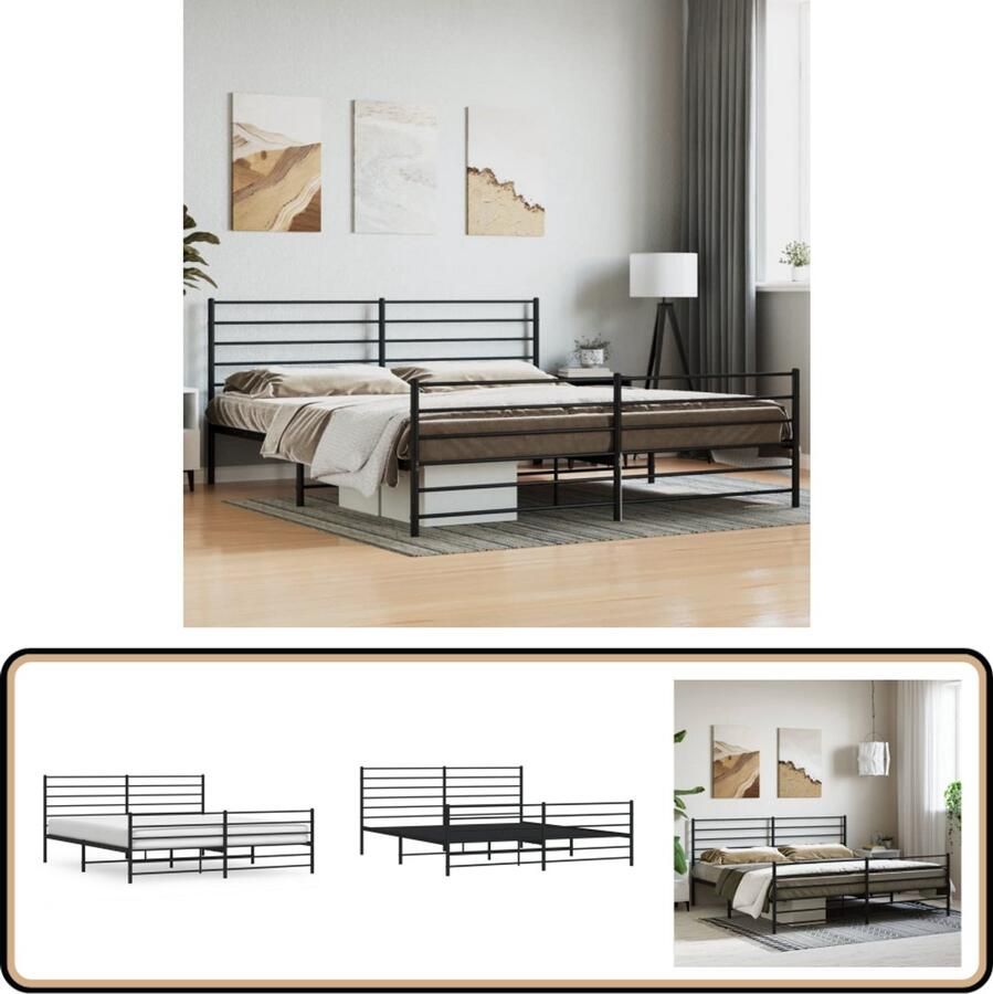 VidaXL Bedframe Metaal Zwart 180x200 cm Robuust Bed Frame Metalen Bedframe Zwarte Bedframe Tweepersoons Bed Boxspring Bed