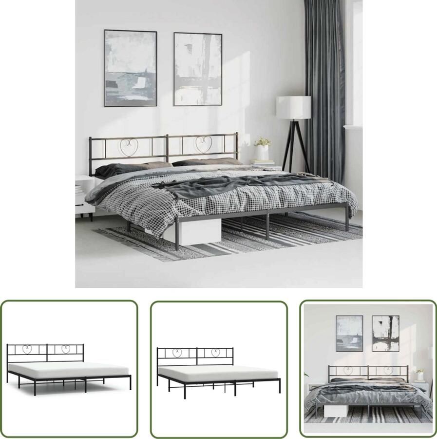 VidaXL Bedframe Metaal Zwart 183x213 cm Klassieke Bedframe Metalen Bedframe Zwart Bedframe Staal Bedframe Boxspring Bed Tweepersoons Bed King Size Bed Slaapcomfort