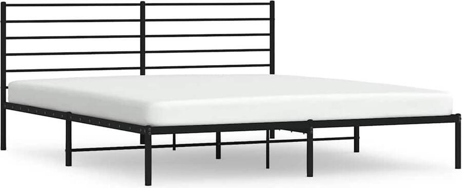 VidaXL Bedframe Metaal Zwart 183x213 cm Robuust Bed Frame Klassiek Bed Metalen Bed Zwarte Bed Tweepersoons Bed Boxspring Bed Slaapcomfort - Foto 2