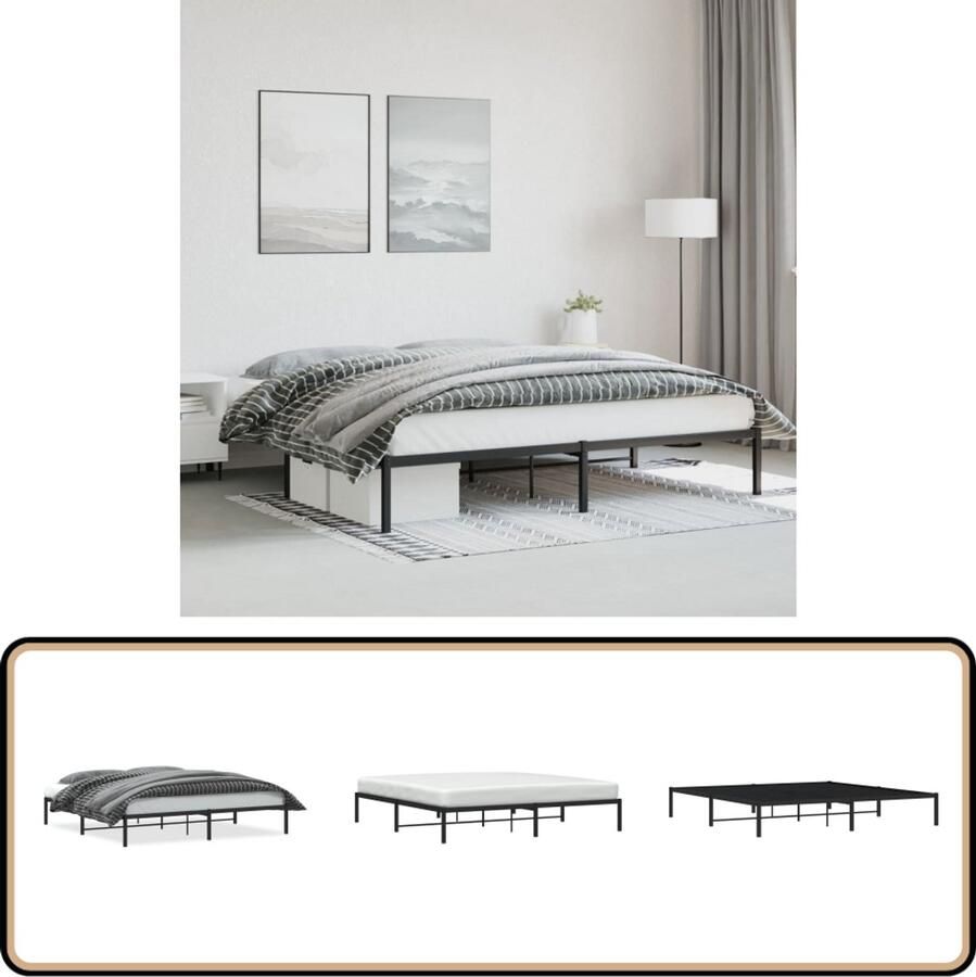 VidaXL Bedframe metaal zwart 193x203 cm