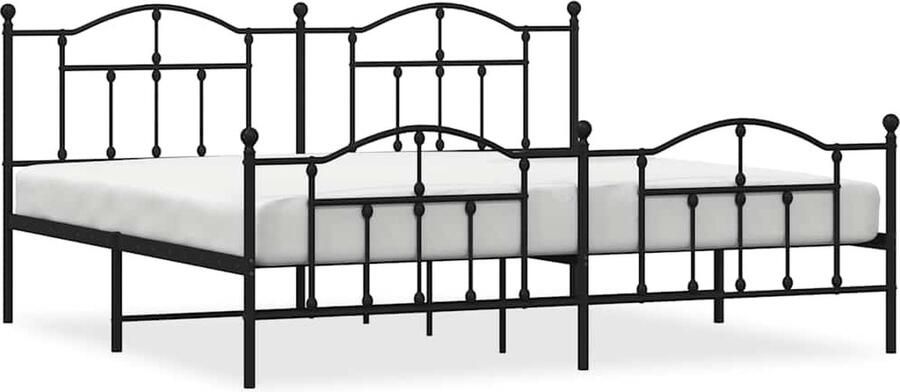 VidaXL Bedframe Metaal Zwart 193x203 cm Klassieke Bed Frame Metalen Bedframe Staal Bedframe Dubbele Bed Tweepersoonsbed Boxspring Bed Met Lade - Foto 2