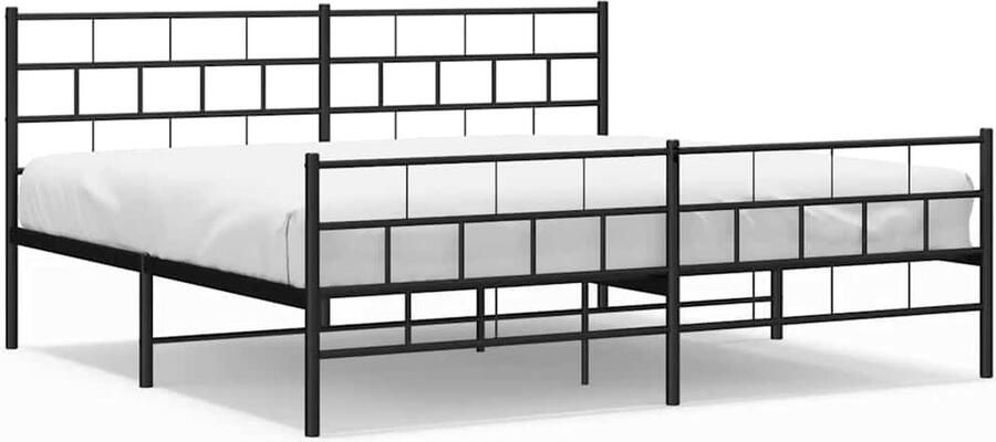 VidaXL Bedframe Metaal Zwart 193x203 cm Robuust Bed Frame Metalen Bed Staal Bedframe Boxspring Bed Tweepersoons Bed Groot Bed Modern Bed Minimalistisch Bed Zwart Bed Met Opbergruimte - Foto 2
