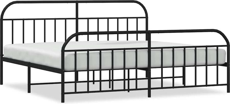 VidaXL Bedframe Metaal Zwart 193x203 cm Robuust Bed Frame Metalen Bedframe Zwarte Bedframe Tweepersoons Bed Boxspring Bed Met Opbergruimte Modern Bed Minimalistisch Bed Elegante Bed - Foto 2