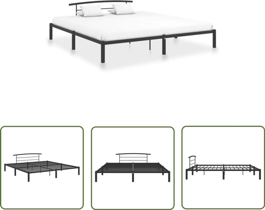 VidaXL Bedframe Metaal Zwart 200x200 cm Metalen Bed Frame Tweepersoons Bed Zwarte Bedframe Slaapkamer Meubels Design Bed Modern Bed Budget Bed Simpel Bed Gemakkelijk Te Monteren Bed - Foto 2