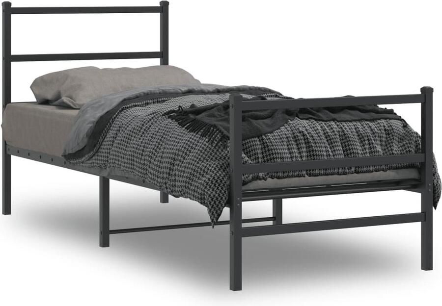 VidaXL Bedframe Metaal Zwart 75x190 cm