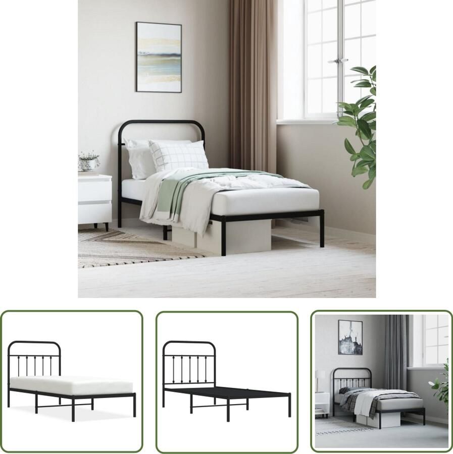 VidaXL Bedframe Metaal Zwart 80x200 cm Klassieke Bed Frame Staal Bedframe Zwart Bedframe Tweepersoons Bedframe Hoofdbord Bed Boxspring Bed Budget Bed