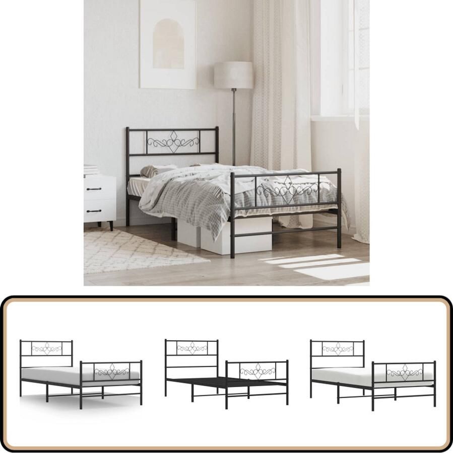 VidaXL Bedframe Metaal Zwart 80x200 cm Robuust Bed Frame Klassiek Bed Metalen Bedframe Staal Bedframe Opbergruimte Bed Boxspring Bed Tweepersoons Bed King Size Bed