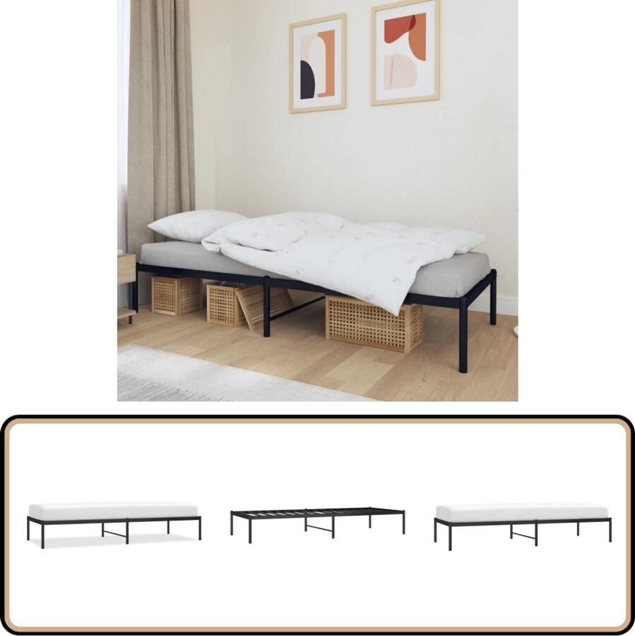 VidaXL Bedframe Metaal Zwart 80x200 cm Robuust Bed Frame Klassiek Bed Staal Bed Frame Zwarte Bed Tweepersoons Bed Metalen Bed Frame