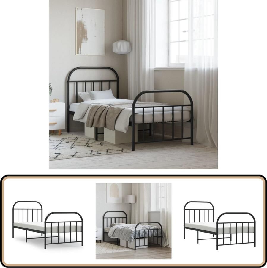 VidaXL Bedframe Metaal Zwart 80x200 cm Robuust Bedframe Klassiek Bedframe Metalen Bedframe Zwarte Bed Frame Staal Bedframe Boxspring Bed Slaapcomfort Opbergruimte