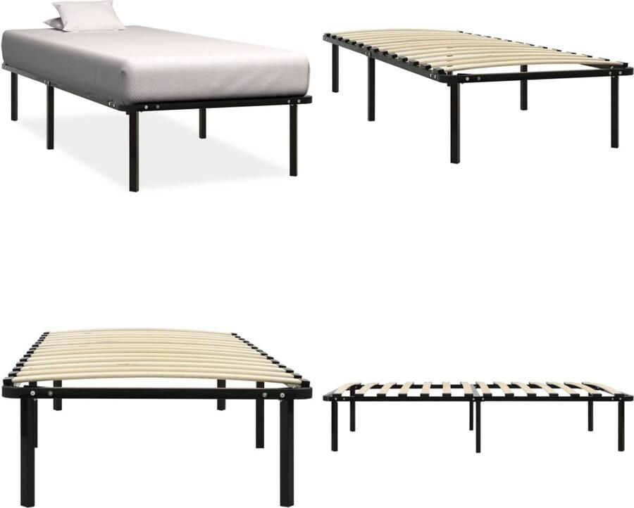 VidaXL Bedframe metaal zwart 90x200 cm Bedframe Bedframes Eenpersoonsbed Eenpersoonsbedden