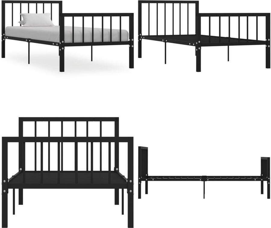 VidaXL Bedframe metaal zwart 90x200 cm Bedframe Bedframes Eenpersoonsbed Eenpersoonsbedden