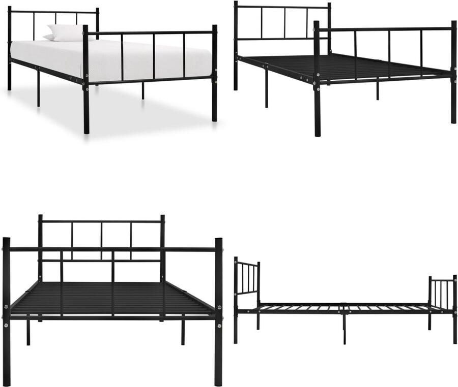 VidaXL Bedframe metaal zwart 90x200 cm Bedframe Bedframes Eenpersoonsbed Eenpersoonsbedden