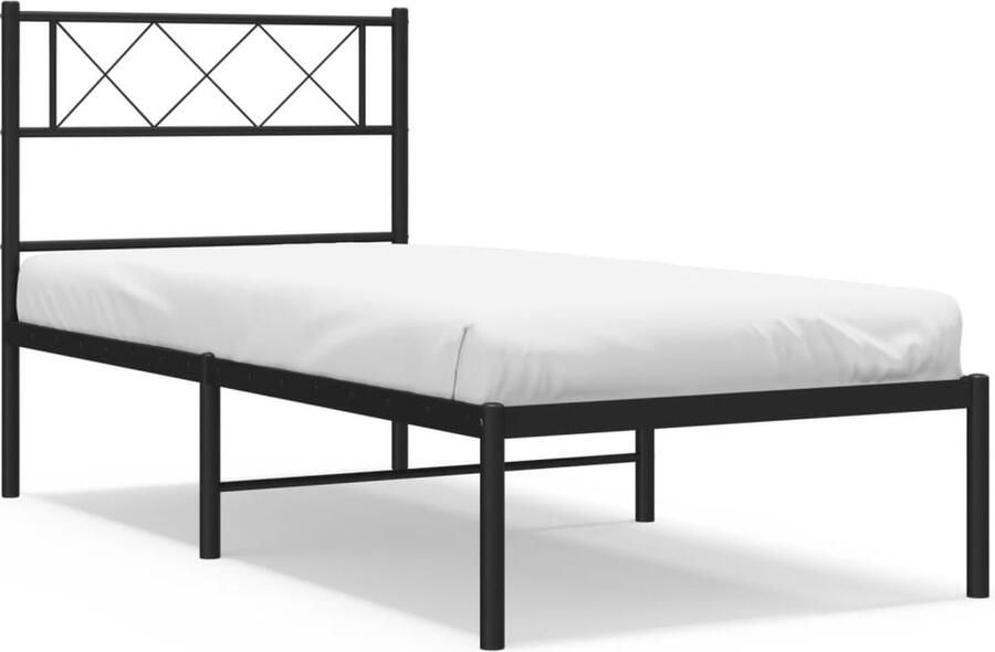 VidaXL Bedframe Metaal Zwart 90x200 cm Metalen Bed Frame Klassiek Bed Zwart Bed 90x200 Boxspring Bed Staal Bedframe Tweepersoons Bed - Foto 2