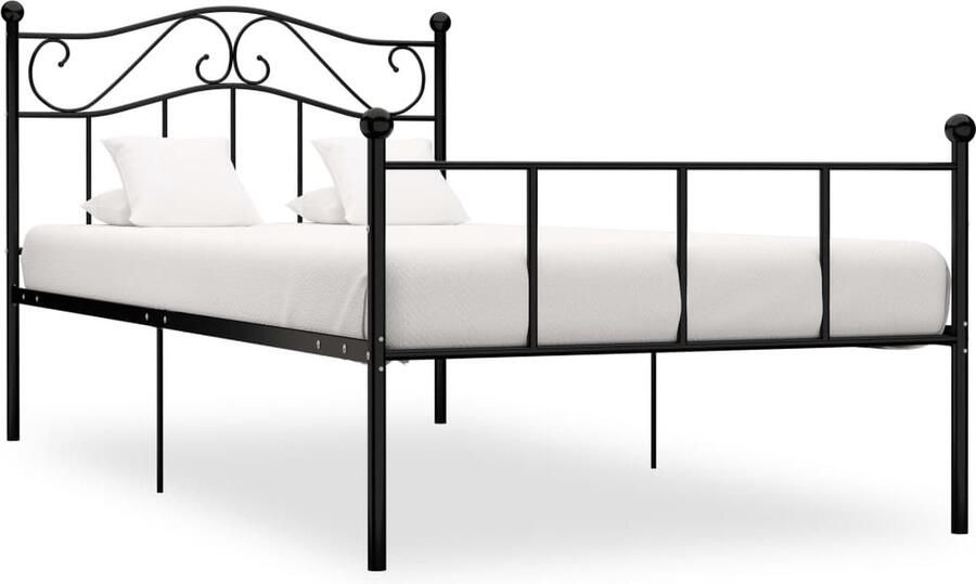 VidaXL Bedframe Metaal Zwart 90x200 cm Metalen Bed Frame Klassieke Bed Enkel Bed Zwarte Bed 90x200 Slaapcomfort Houten Bed Frame Tweepersoons Bed King Size Bed - Foto 2