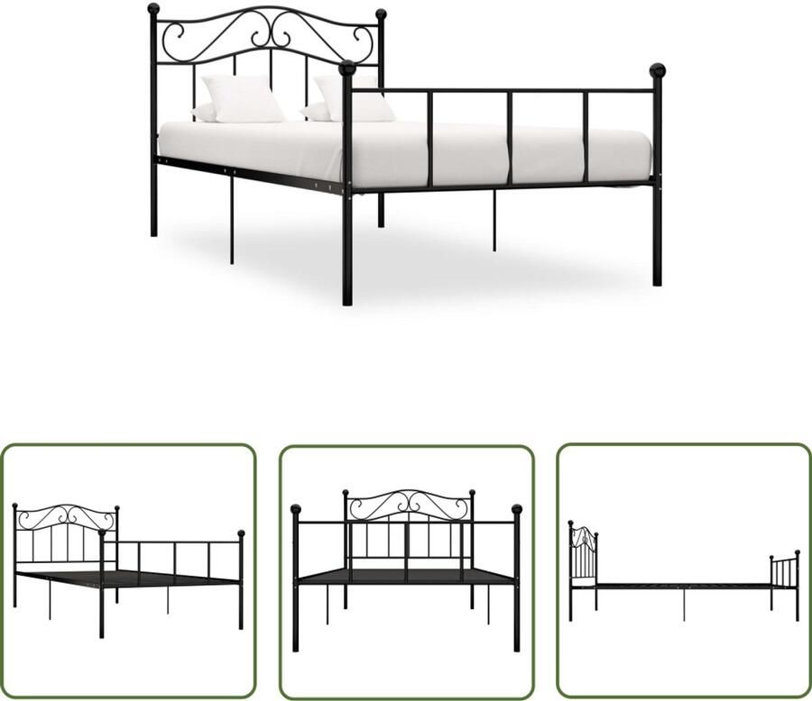 VidaXL Bedframe Metaal Zwart 90x200 cm Metalen Bed Frame Klassieke Bed Enkel Bed Zwarte Bed 90x200 Slaapcomfort Houten Bed Frame Tweepersoons Bed King Size Bed