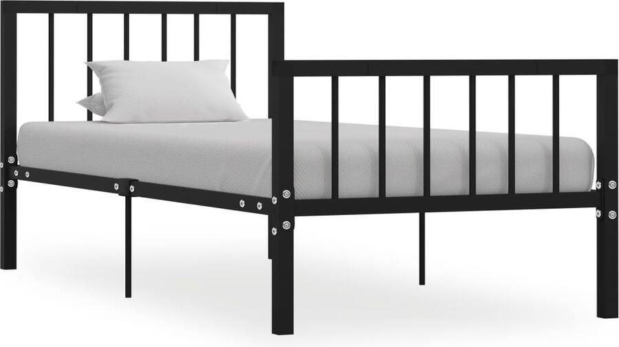 VidaXL Bedframe Metaal Zwart 90x200 cm Metalen Bed Frame Zwarte Bedpost Tweepersoons Bed Slaapkamer Meubels Boxspring Bed Stapelbare Bedbodems Hoofdeinde Bed Bedbank - Foto 2