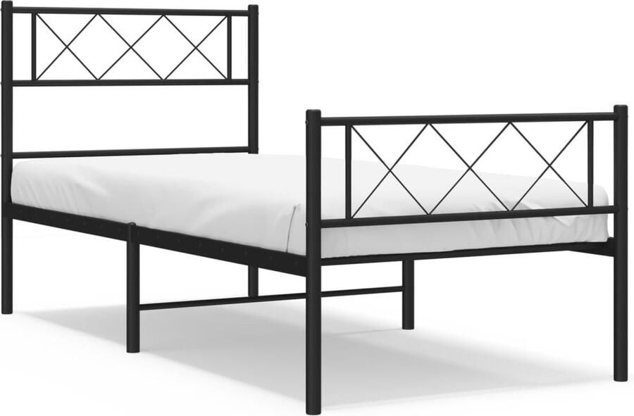 VidaXL Bedframe Metaal Zwart 90x200 cm Metalen Bedframe Klassiek Bed Staal Bed Dubbele Bed Boxspring Bed Slaapcomfort Ruime Slaapkamer Modern Interieur Minimalistisch Design - Foto 2