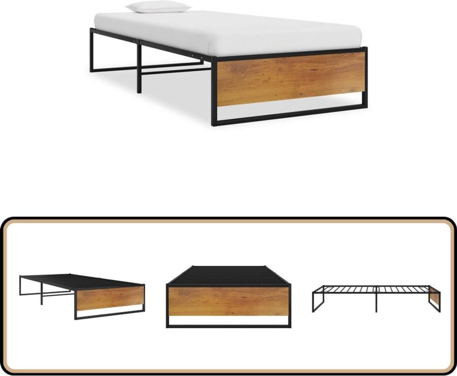 VidaXL Bedframe Metaal Zwart 90x200 cm Slaapkamerinrichting Metalen Bed Frame Tweepersoonsbed Zwarte Bedbank Boxspring