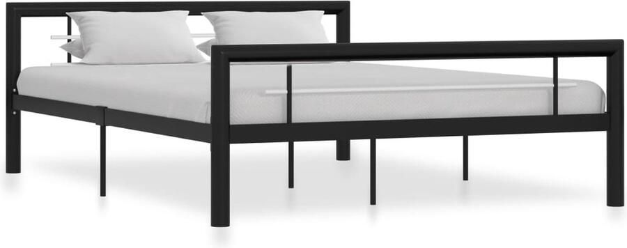 VidaXL Bedframe Metaal Zwart Wit 120x200 cm Metalen Bed Frame Tweepersoonsbed Bedframe Zwart Bedframe Wit Slaapkamer Meubels Boxspring Lattenbodem Design Bed Modern Bed Budget Bed - Foto 2