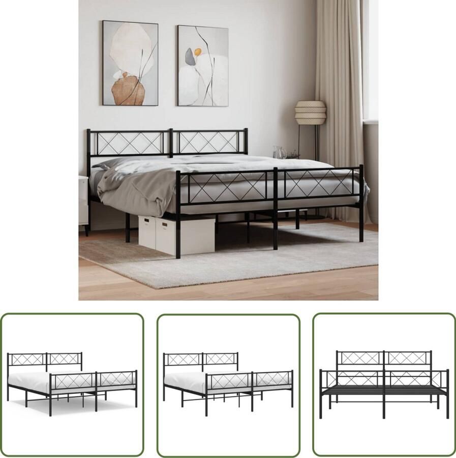 VidaXL Bedframe Metalen Bed 120x200 cm Zwart Metalen Bedframe Klassiek Bed Zwarte Kleur Staal Bedframe Boxspring Bed Tweepersoons Bed Slaapcomfort Modern Bed Minimalistisch Bed Ruim Bed