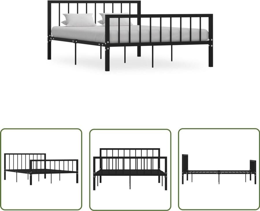 VidaXL Bedframe Metalen bed 140x200 cm Zwart Metalen Bed Frame Tweepersoons Bed Zwarte Bedframe Classic Bed Design Bed Slaapkamer Meubels Luxe Bed Houten Bed Frame