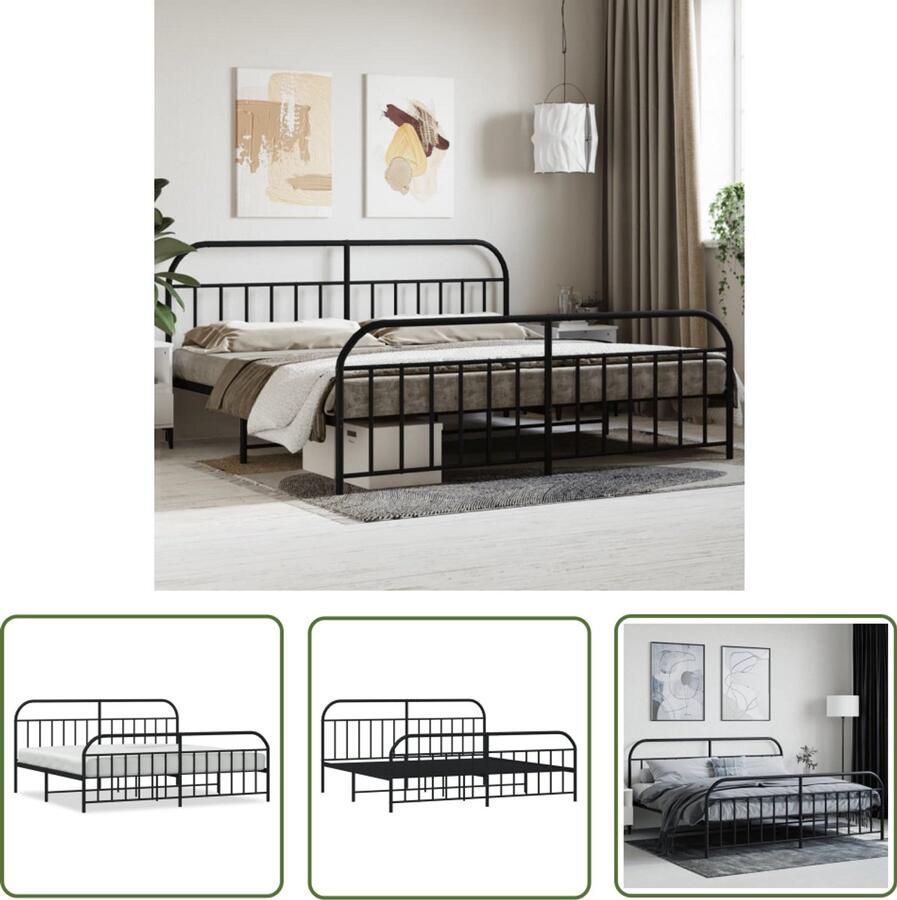 VidaXL Bedframe Metalen bed 200x200 cm Zwart Metalen Bed Frame Klassiek Bed Zwart Bed Staal Bedframe Boxspring Bed King Size Bed Twee Persoons Bed