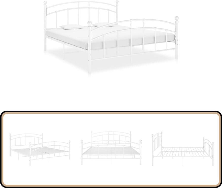 VidaXL Bedframe Metalen Bed Wit 140x200 cm Metalen Bedframe Tweepersoonsbed Bed Witte Bed Slaapcomfort