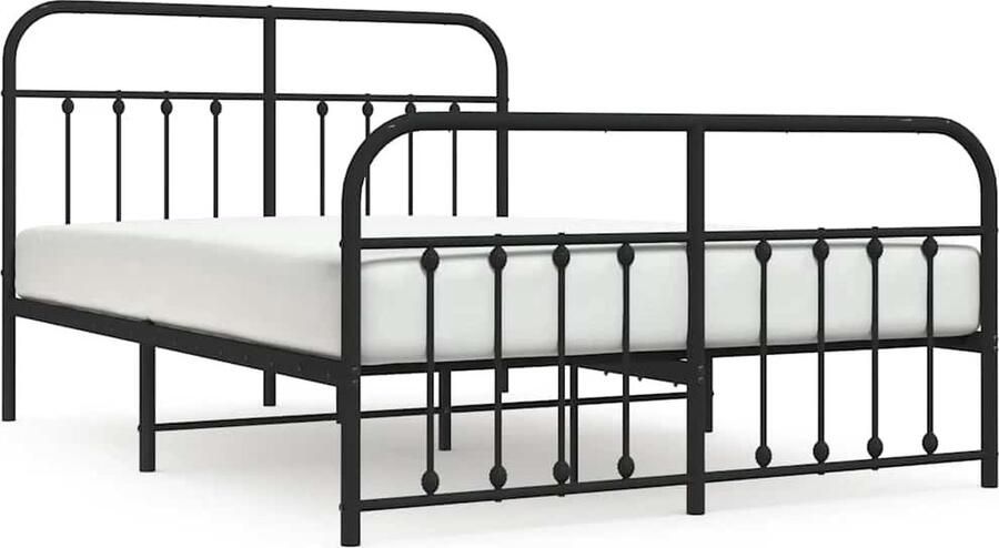 VidaXL Bedframe Metalen Frame Zwart 135x190 cm Klassieke Bedframe Metalen Bedframe Zwart Boxspring Bed Slaapcomfort Staal Bedframe Bed Met Opbergruimte Tweepersoons Bed - Foto 2