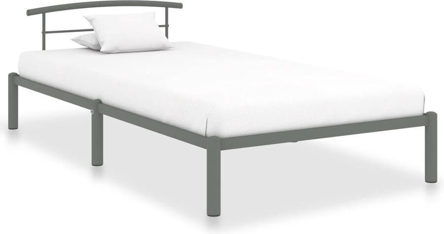 VidaXL Bedframe Metalen Grijs 100x200 cm Metalen Bed Frame Tweepersoons Bed Grijze Bed Slaapkamer Meubels Boxspring Frame Stapelbare Bed Frames Design Bed Frame Modern Bed Frame Budget Bed Frame - Foto 2