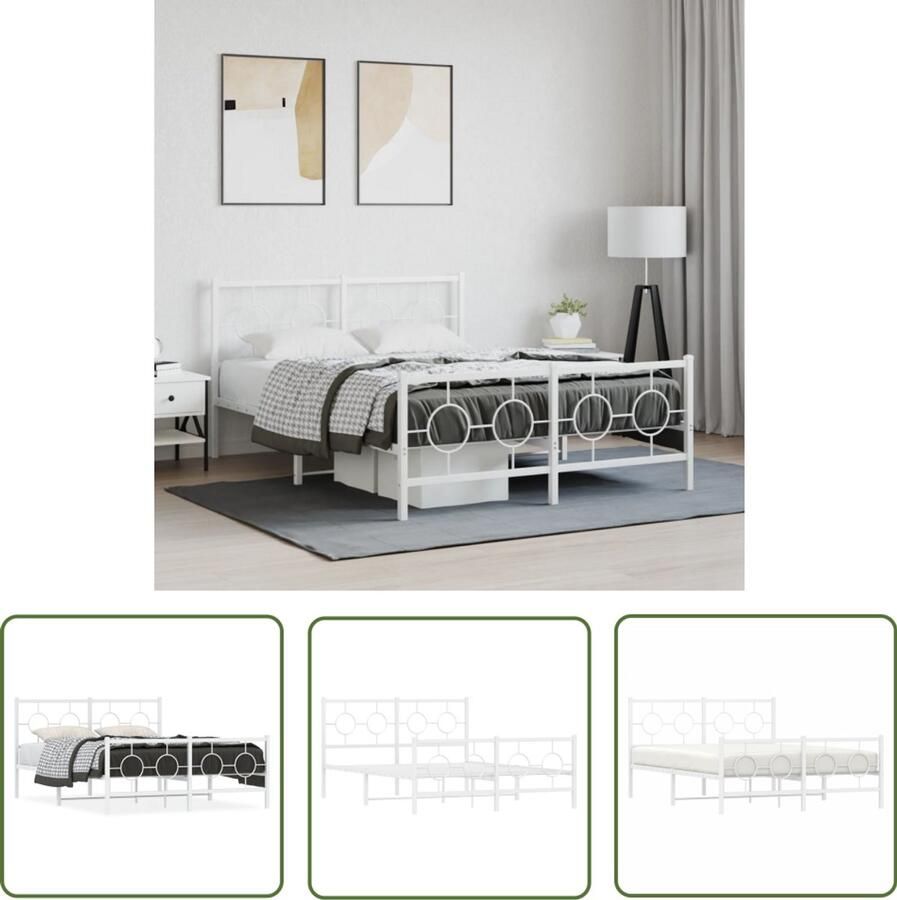 VidaXL Bedframe Metalen Wit 140x200 cm Robuust Bedframe Metalen Bedframe Logeerbed Slaapcomfort Opbergruimte