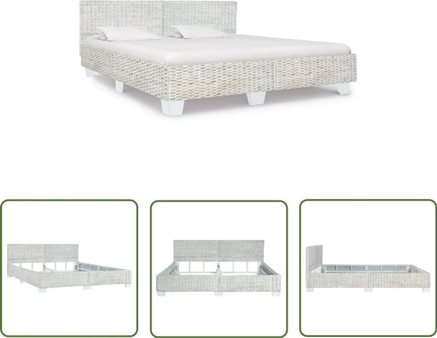 VidaXL Bedframe Natuurlijk Rattan 180x200 cm Grijs Rattan Bedframe Houten Bedframe Grijs Bedframe Tweepersoons Bed King Size Bed Slaapkamersdecoratie
