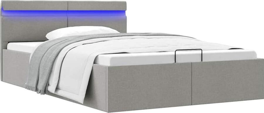 VidaXL Bedframe Opbergruimte en LED 120x200 cm Hydraulisch Bed Stof Bed Led Bed Boxspring Opbergbed Tweepersoonsbed Grijs Bed Minimalistisch Bed Modern Bed - Foto 2