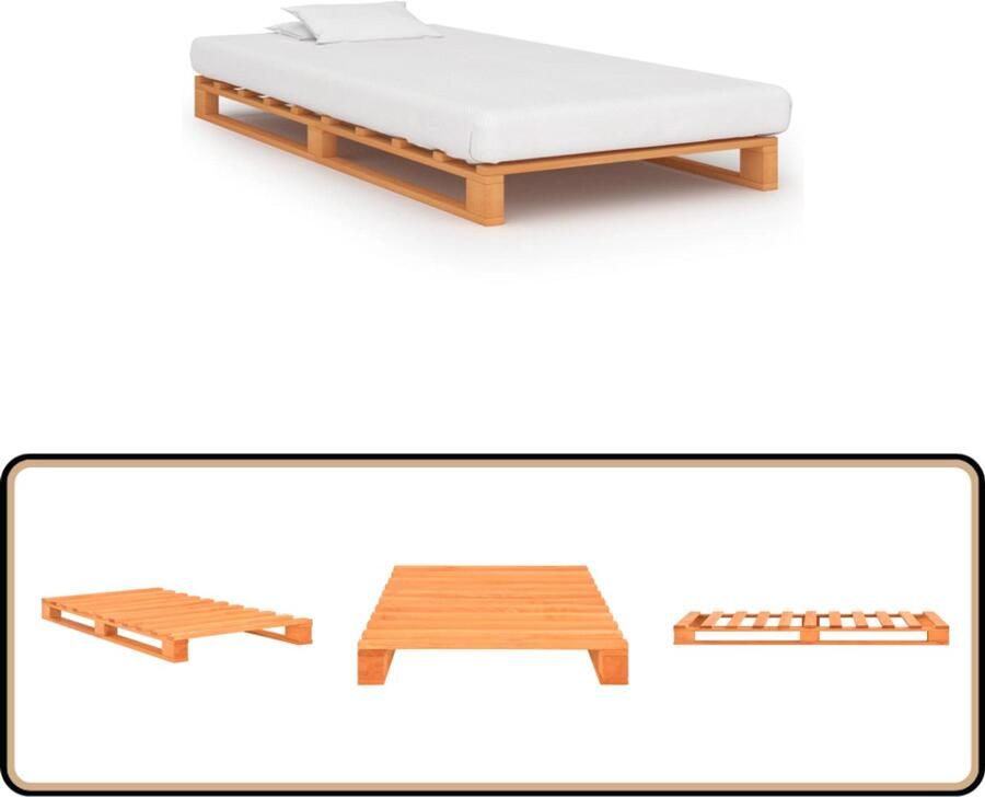 The Living Store Pallet Bedframe Massief Grenenhout 90 x 200 cm Bruin Pallet Bedframe Massief Grenenhout Bedframe Houten Bedframe Enkelpersoons Bed Bruin Bedframe