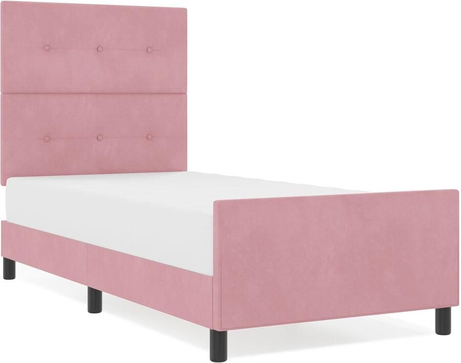 VidaXL Bedframe met hoofdeinde Roze 90 x 200 cm Fluweel - Foto 2