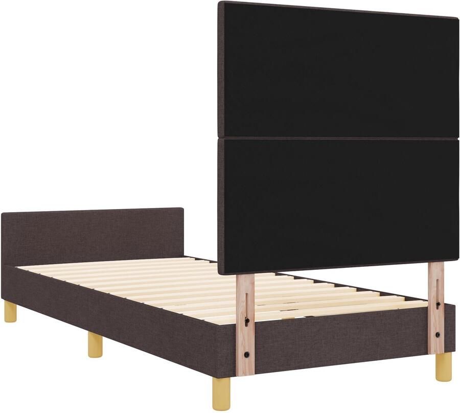 VidaXL Bedframe Set van 2 Donkerbruin Hout 90 x 200 cm Eenvoudig - Foto 3