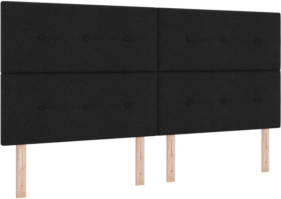 VidaXL Bedframe Set van 3 Zwart Hout Stof 200 x 200 cm Simpel - Foto 3