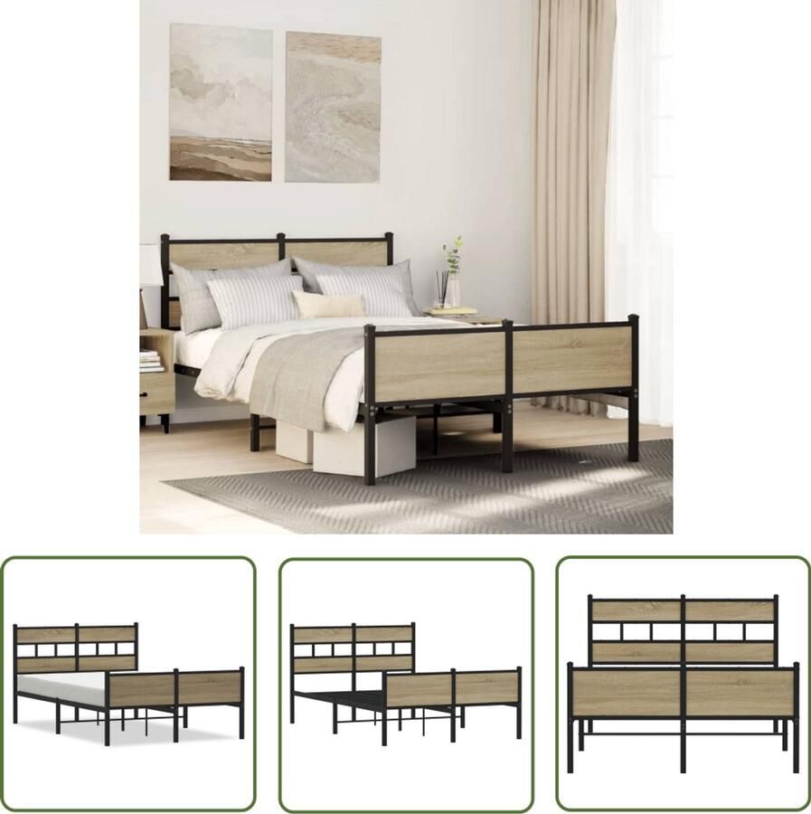 VidaXL Bedframe Slaapbank Bedframe zonder matras hout sonoma eikenkleurig 120x200 cm Houten Bed Sonoma Eiken Tweepersoonsbed