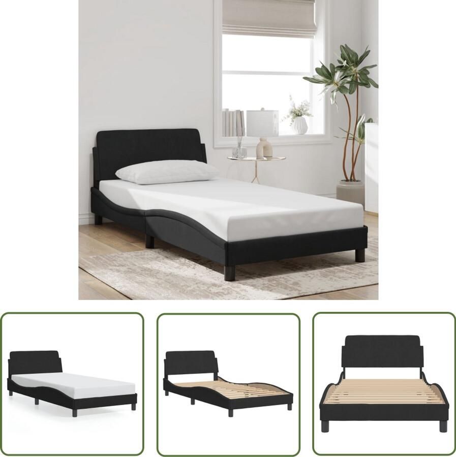 VidaXL Bedframe Slaapcomfort Bedframe Dover 100x200 cm fluweel zwart Tweepersoon Bed Boxspring King Size Bed