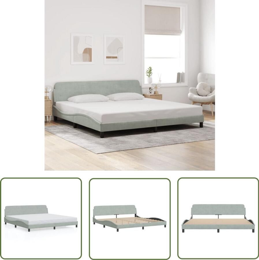 VidaXL Bedframe Slaapcomfort Bedframe Dover 200x200 cm fluweel lichtgrijs Tweepersoonsbed Boxspring Fluweel Bed