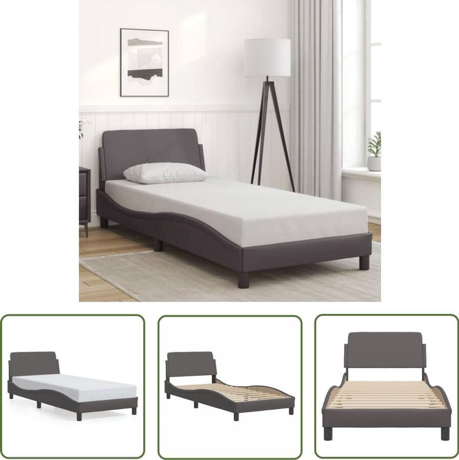 VidaXL Bedframe Slaapcomfort Bedframe Dover kunstleer grijs 90x200 cm Boxspring Tweepersoonsbed King Size Bed