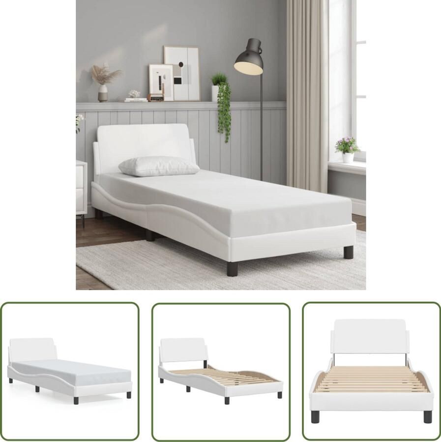 VidaXL Bedframe Slaapcomfort Bedframe Dover kunstleer wit 90x200 cm Hoofdbord Kunstleder Modern Design