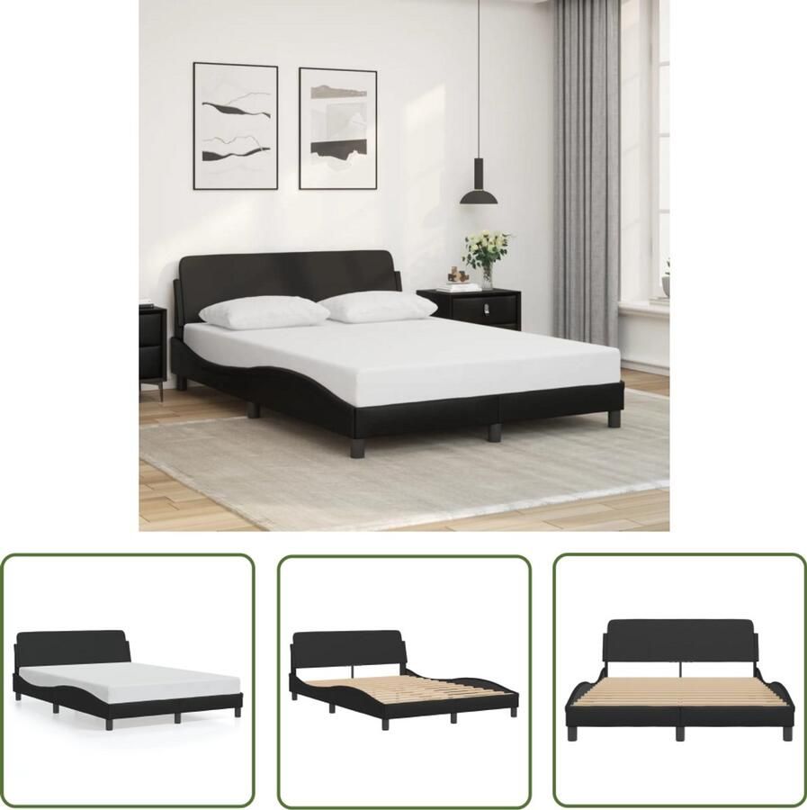 VidaXL Bedframe Slaapcomfort Bedframe Dover kunstleer zwart 140x200 cm Boxspring Tweepersoonsbed King Size Bed