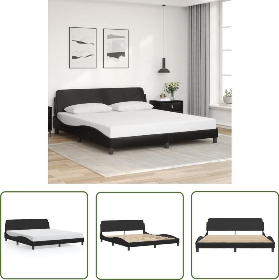 VidaXL Bedframe Slaapcomfort Bedframe Dover kunstleer zwart 180x200 cm Boxspring King Size Bed Tweepersoonsbed