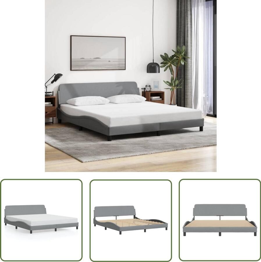 VidaXL Bedframe Slaapcomfort Bedframe Dover stof lichtgrijs 180x200 cm Boxspring Tweepersoonsbed Grijs Bed